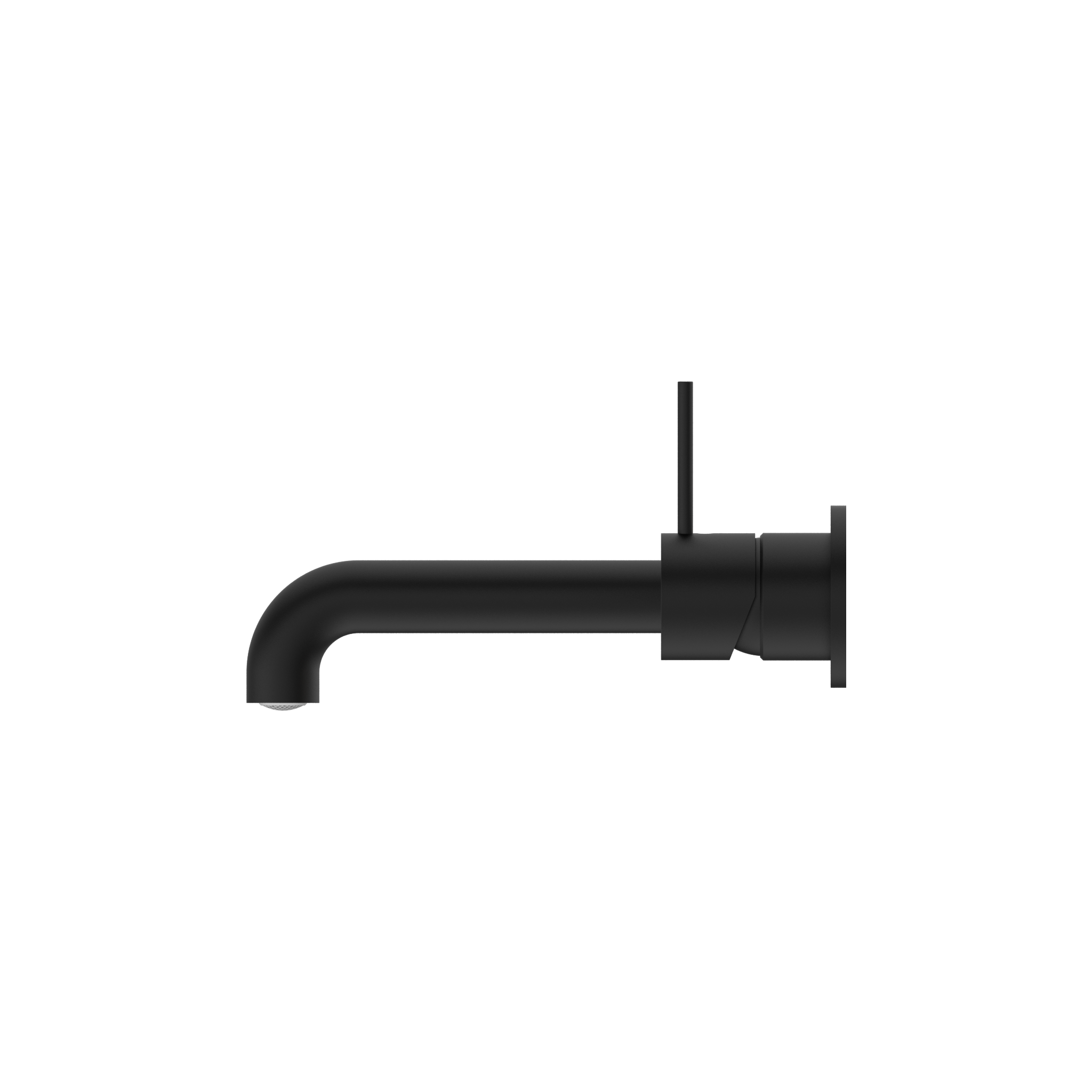 Mecca Wall Basin Mixer Separate Back Plate Handle Up 185mm Spout Matte Black