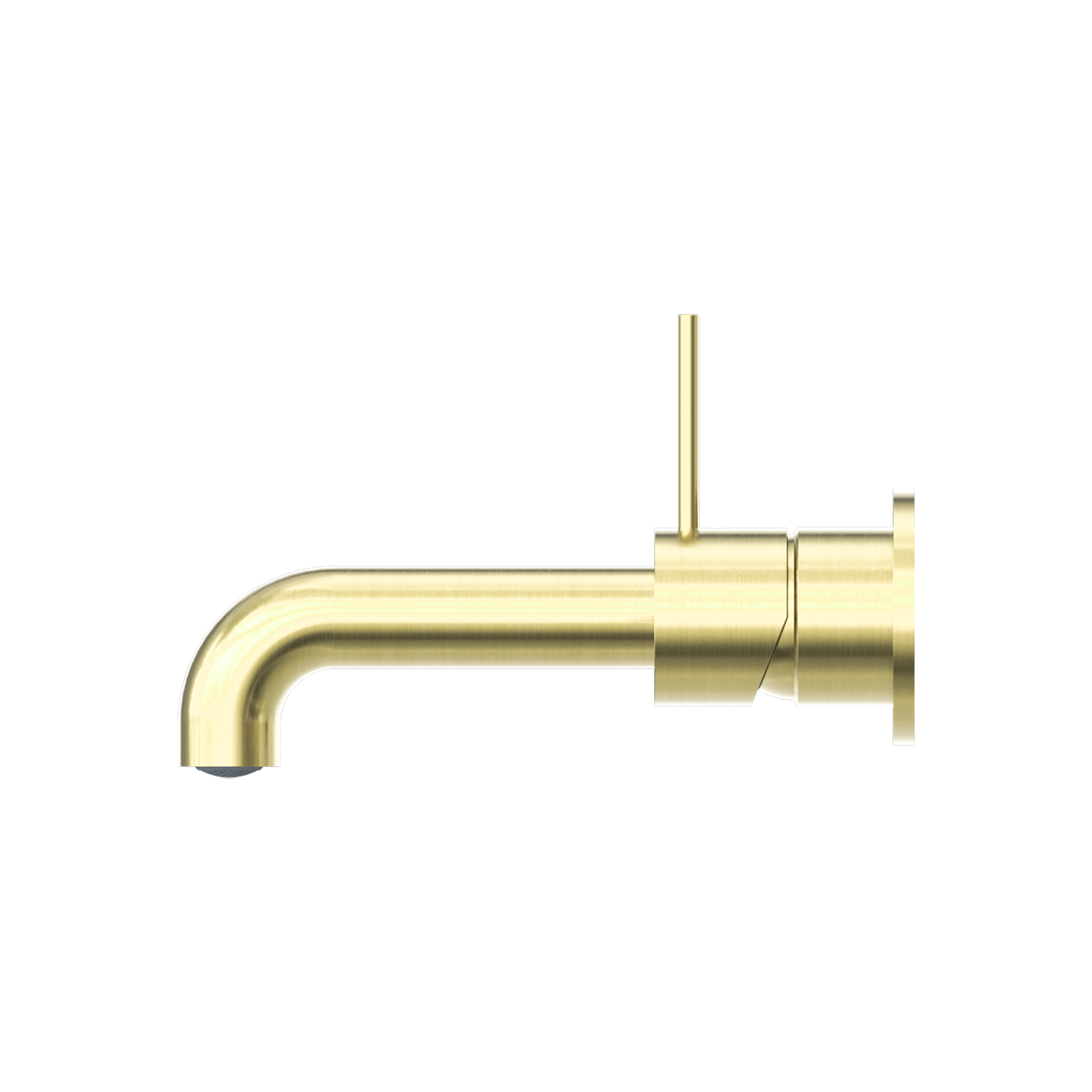 Mecca Wall Basin Mixer Separate Back Plate Handle Up 185mm Spout Brushed Gold