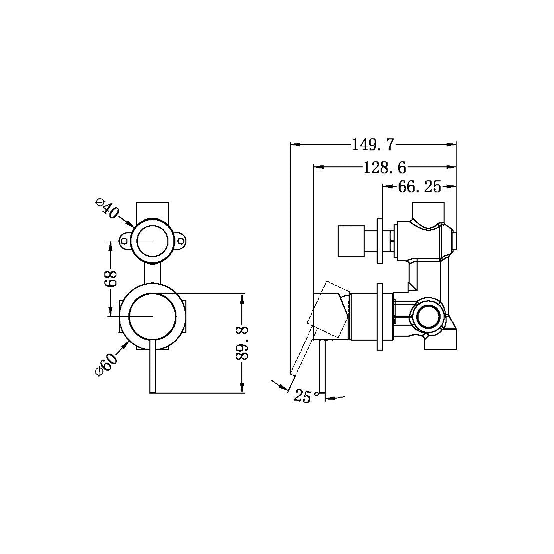 Mecca Shower Mixer with Divertor Separate Back Plate Gunmetal