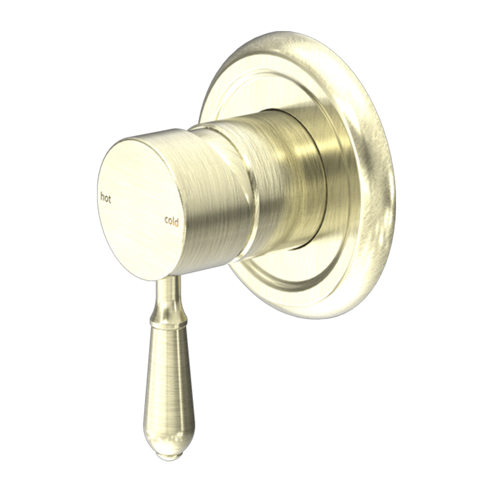 York Shower Mixer with Metal Lever Aged Brass