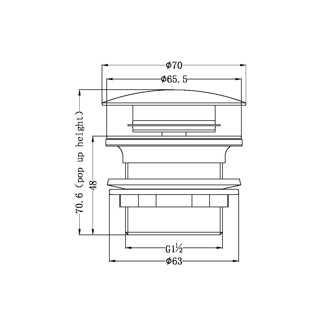 40mm Bath Waste Chrome