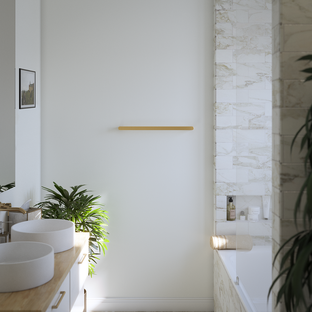 Ascari Brushed Brass Gold 600 Single Towel Rail