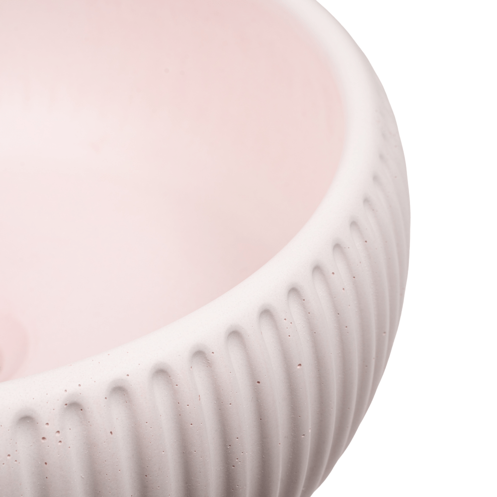 Felda Champagne Pink Fluted Concrete Basin