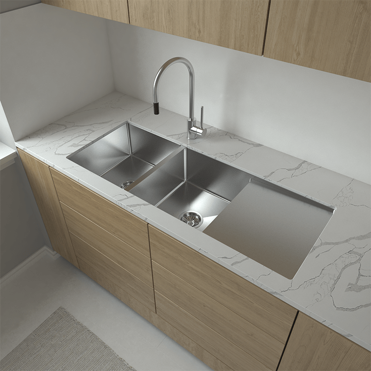 Orlando 1125x450 Double Bowl with Drain Board Sink Buildmat