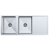 Buildmat Sink No Taphole Theo 1200x500 Double Bowl with Drain Board Sink